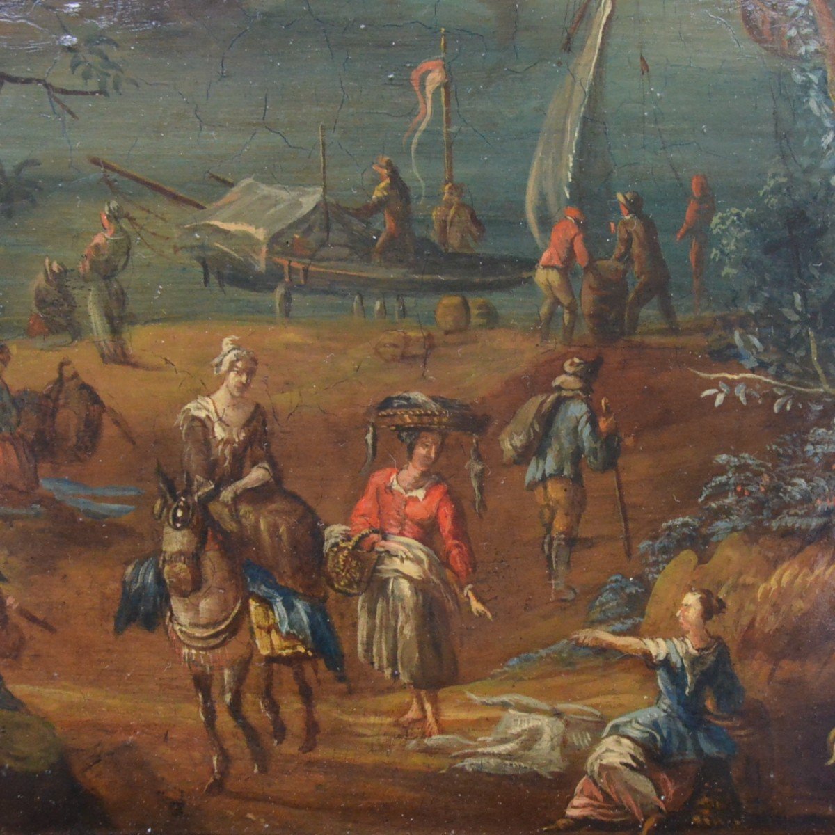 In The Style Of Pieter Bouts (1658 - 1719) Animated Scene Oil On Panel Circa 1900-photo-2