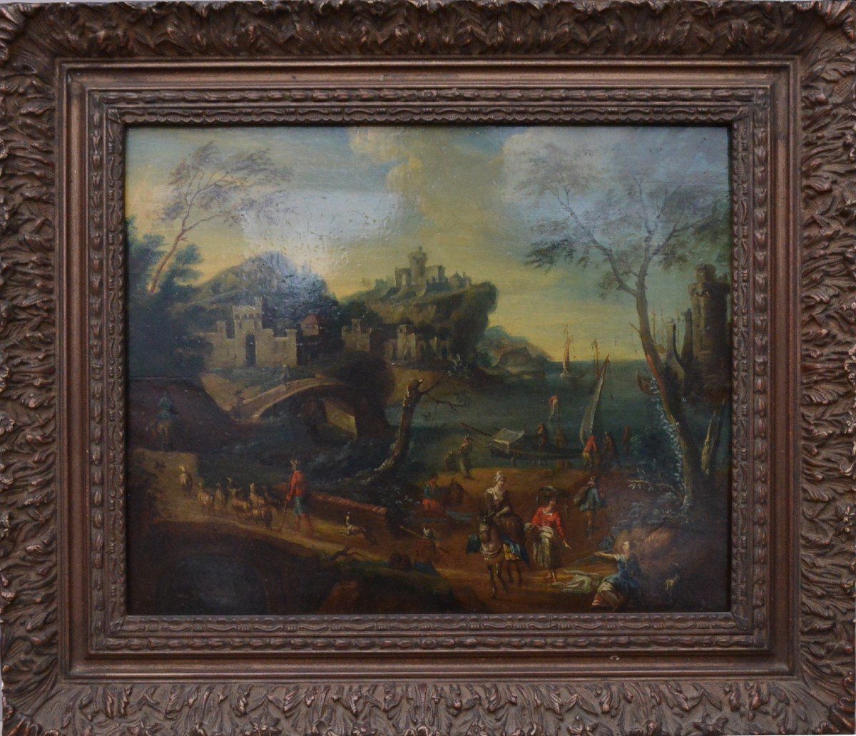 In The Style Of Pieter Bouts (1658 - 1719) Animated Scene Oil On Panel Circa 1900