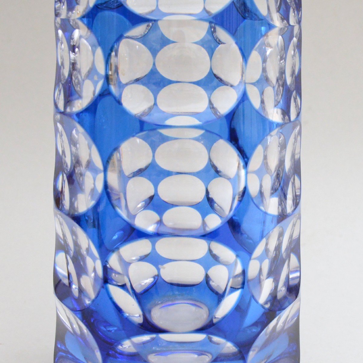 Val Saint Lambert - Art Deco Vase In Blue Doubled Cut Crystal-photo-2