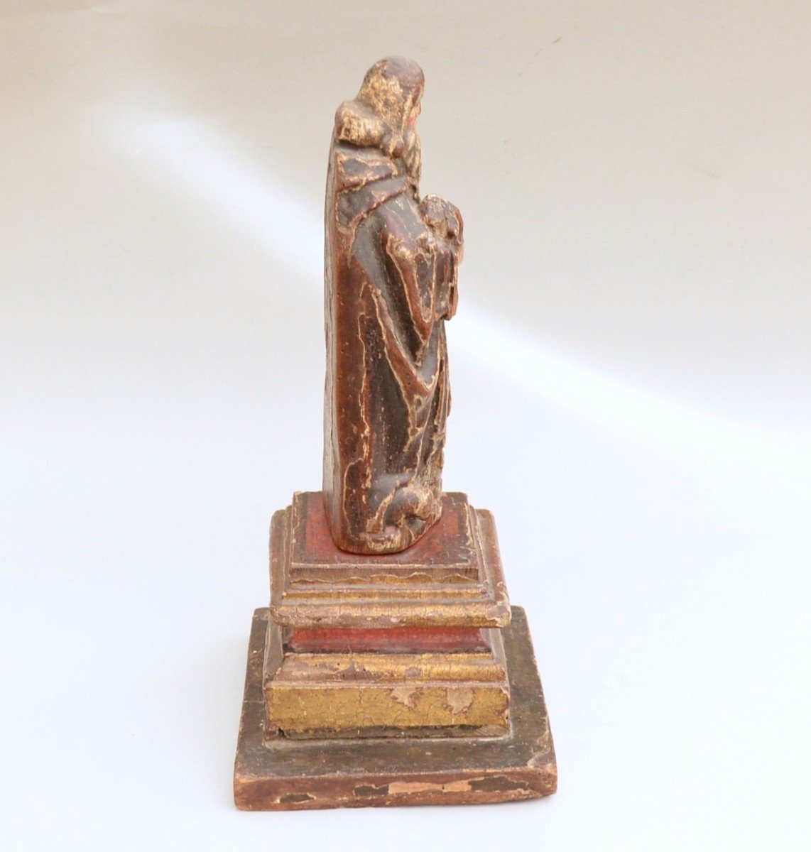 Sculpture By Saint Jerome In Polychrome Carved Wood 17th Century-photo-1