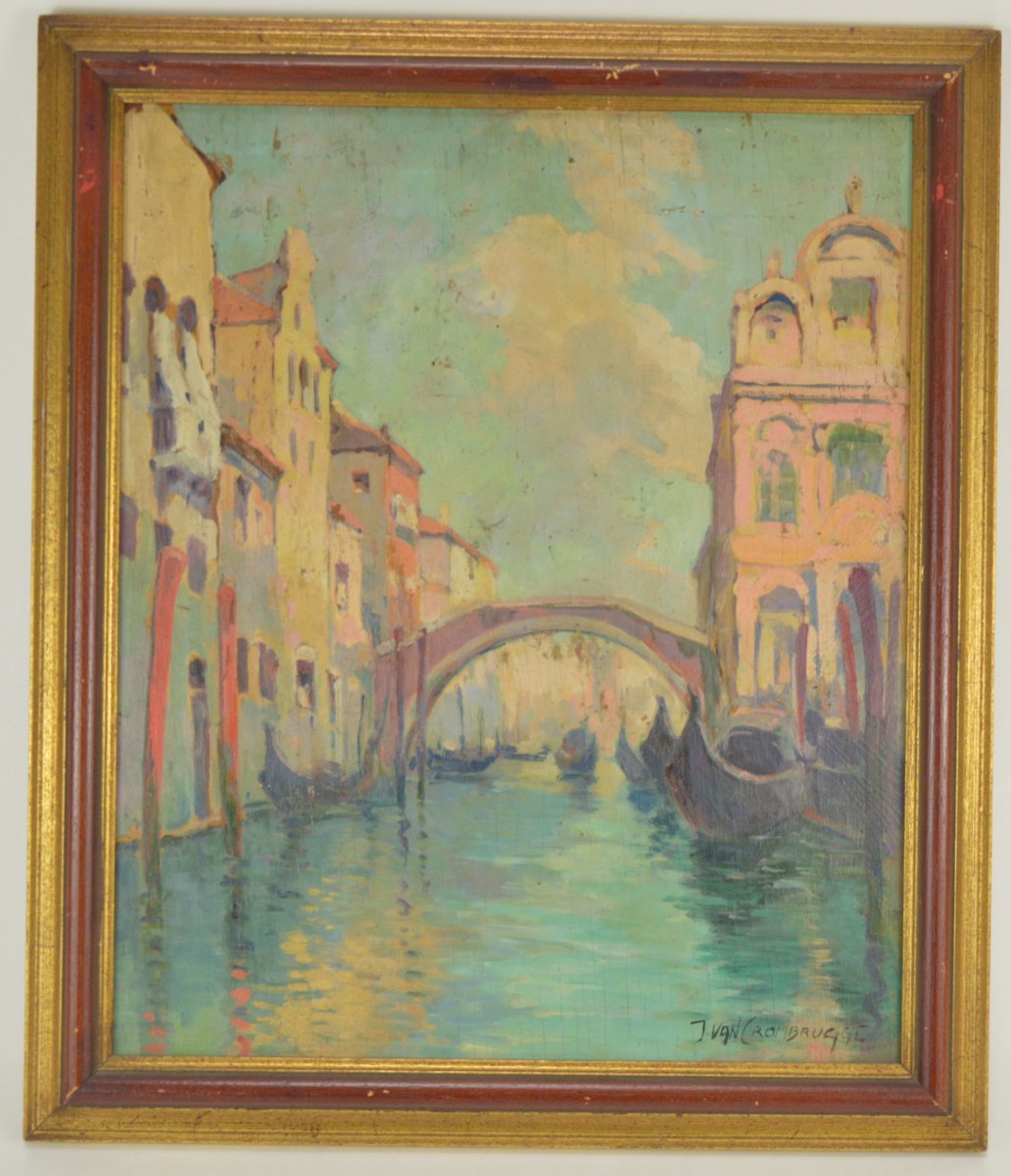 Jean Van Crombrugge (1890-1956) Vue De Venice Hsp 41x34 Cm