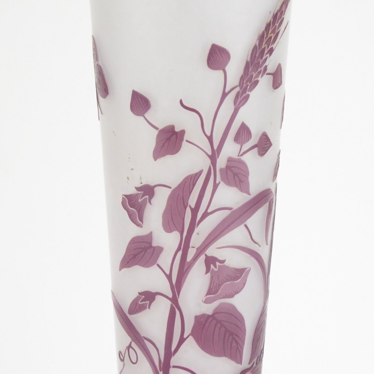 Vase En Art Nouveau En Verre Double Cristallerie De Pantin &agrave; D&eacute;cor Volubilis Et Papillons-photo-4