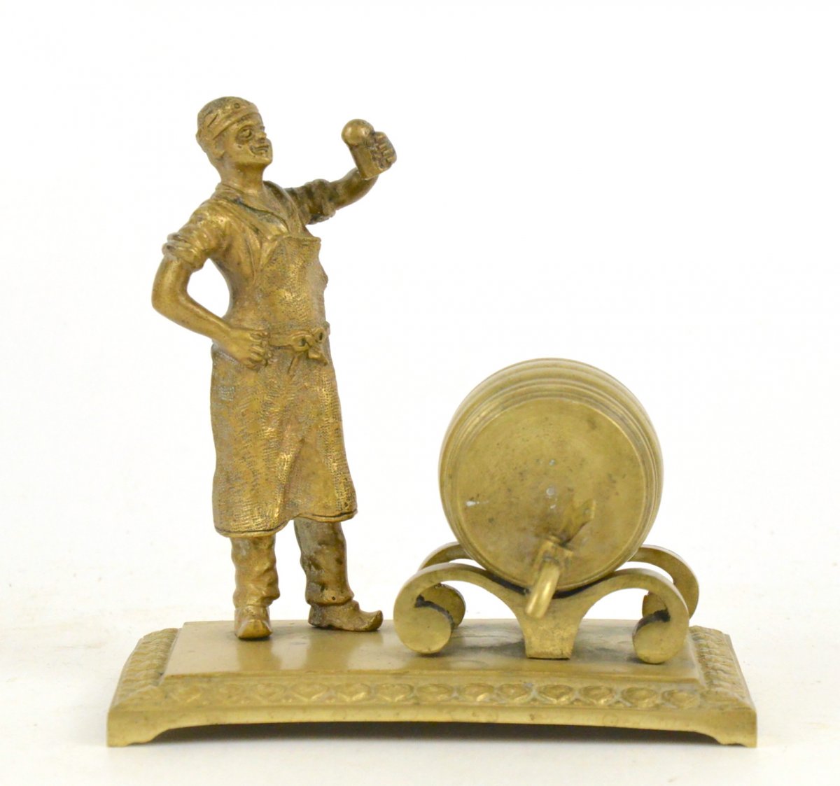 Miniature Bronze Sculpture Brewer With A Barrel 19th Century