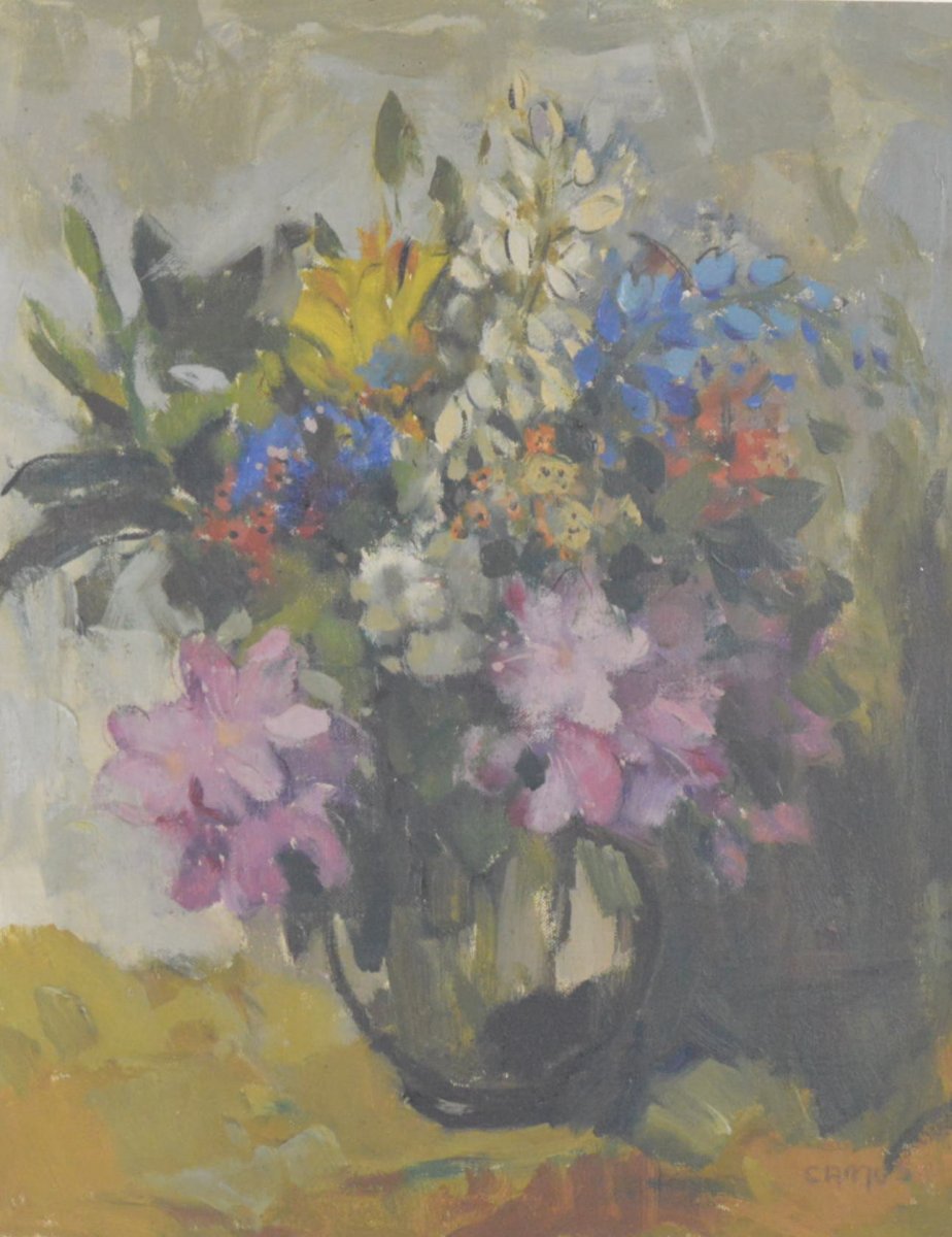 Gustave Camus (1914-1984) Peinture Nature Morte Aux Fleurs Huile Sur Toile-photo-2