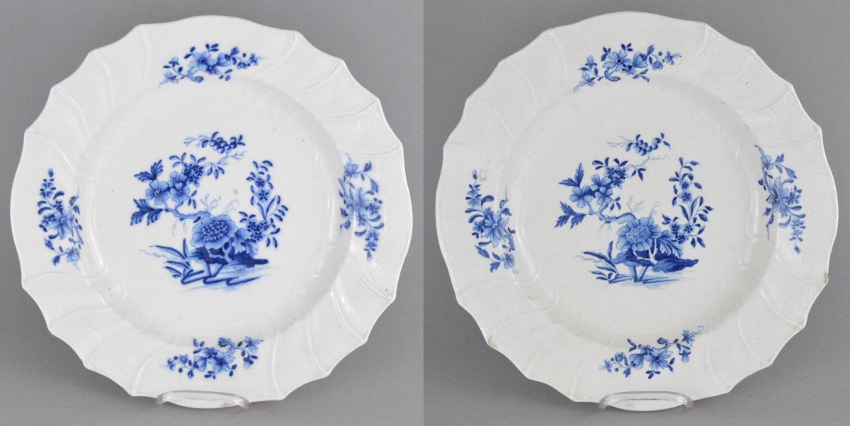 Matching Pair Of Large Tournai Porcelain Dishes Ronda Decor 18th Century