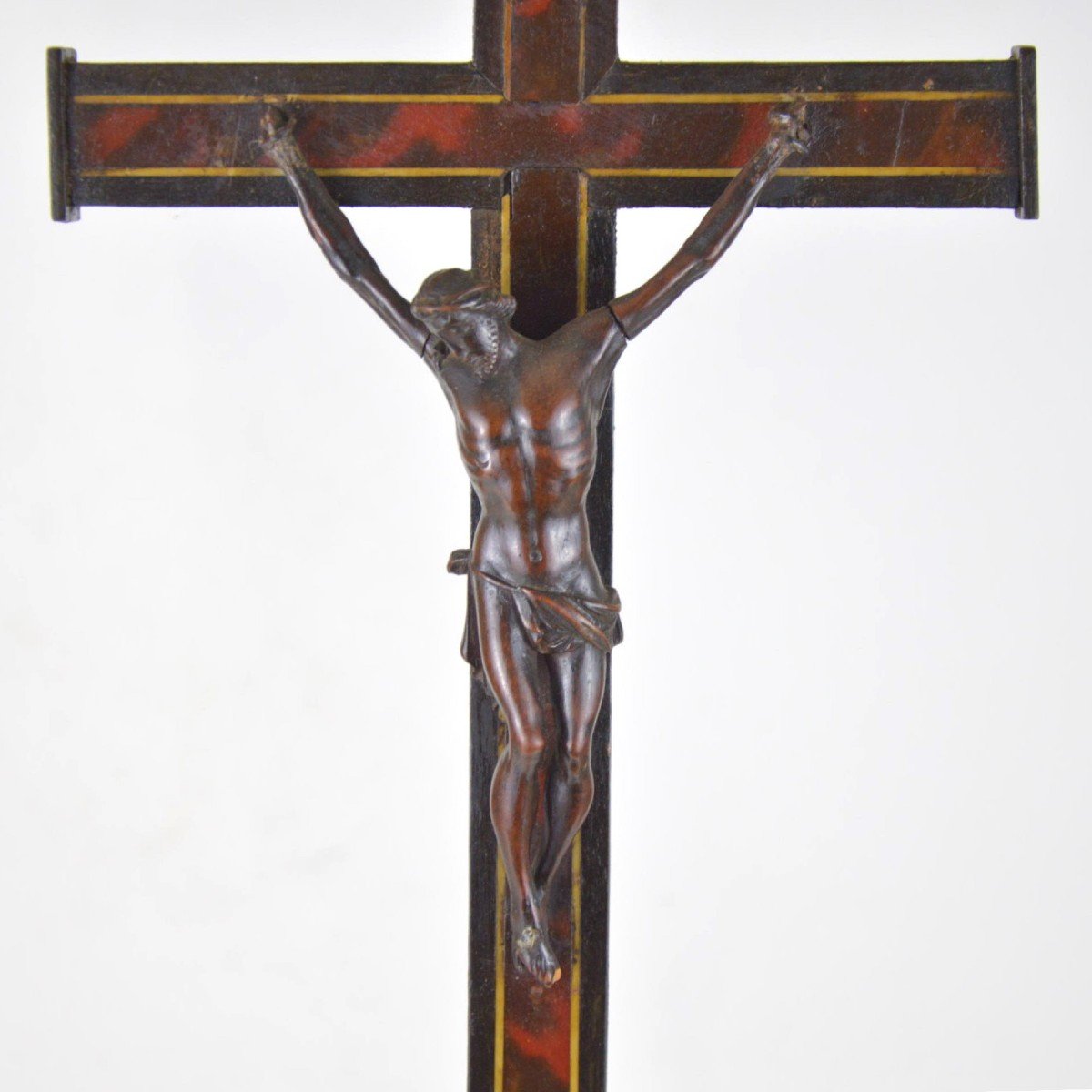 Crucifix En Bois Sculpté Et écaille De Tortue XVIIIème XIXème-photo-3