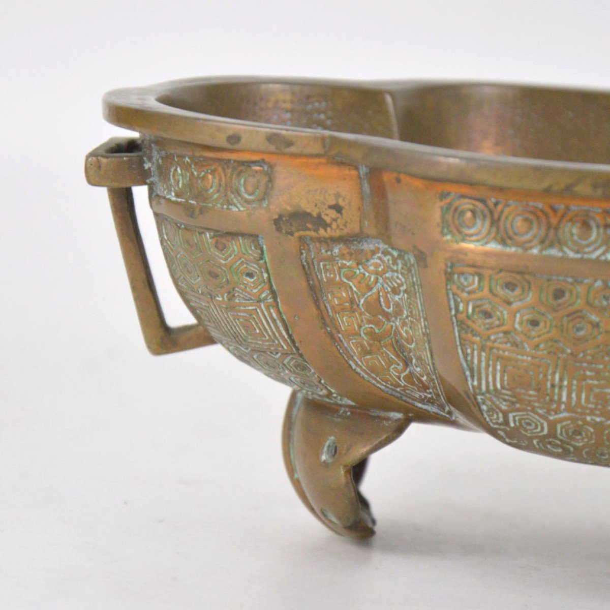 Coupe Chinoisante En Bronze &agrave; Patine Cuivr&eacute;e Circa 1900-photo-3