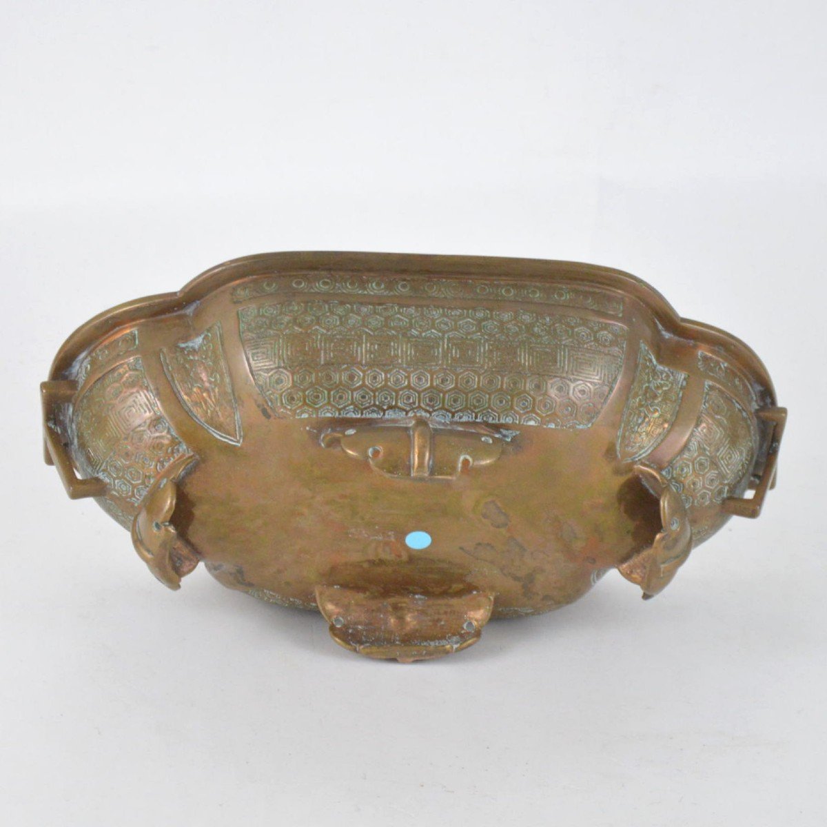 Coupe Chinoisante En Bronze &agrave; Patine Cuivr&eacute;e Circa 1900-photo-3