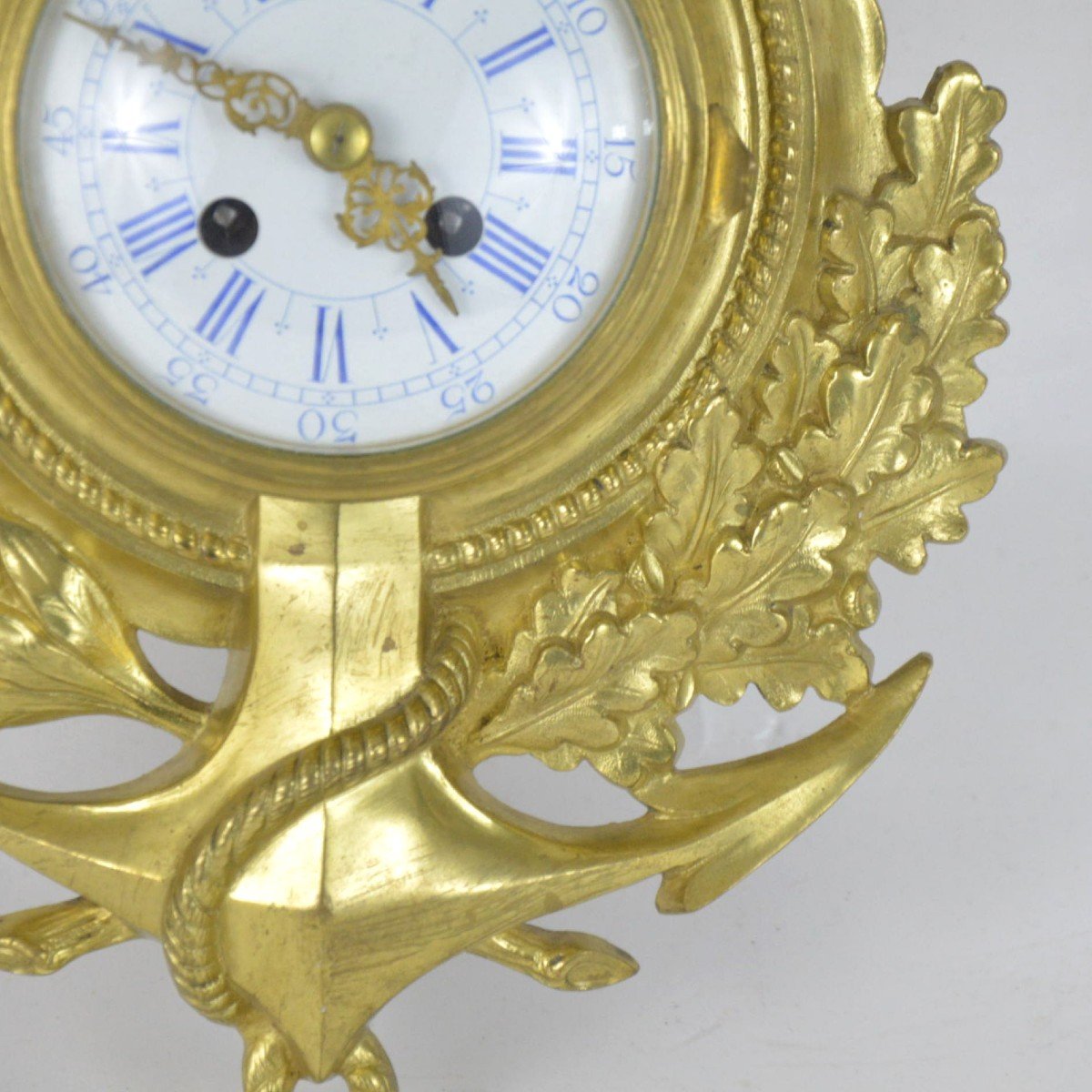 Marine Gilt Bronze Anchor Wall Clock Late 19th Century-photo-4