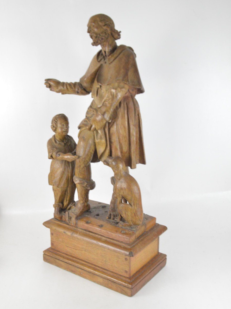 Groupe En Bois Sculpté Saint Roch Avec Enfant Et Chien XVII/XVIIIème-photo-2