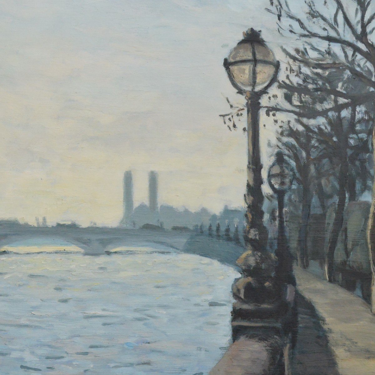 Sur un quai peinture Huile Sur Toile Signé Louis Carr. -photo-4