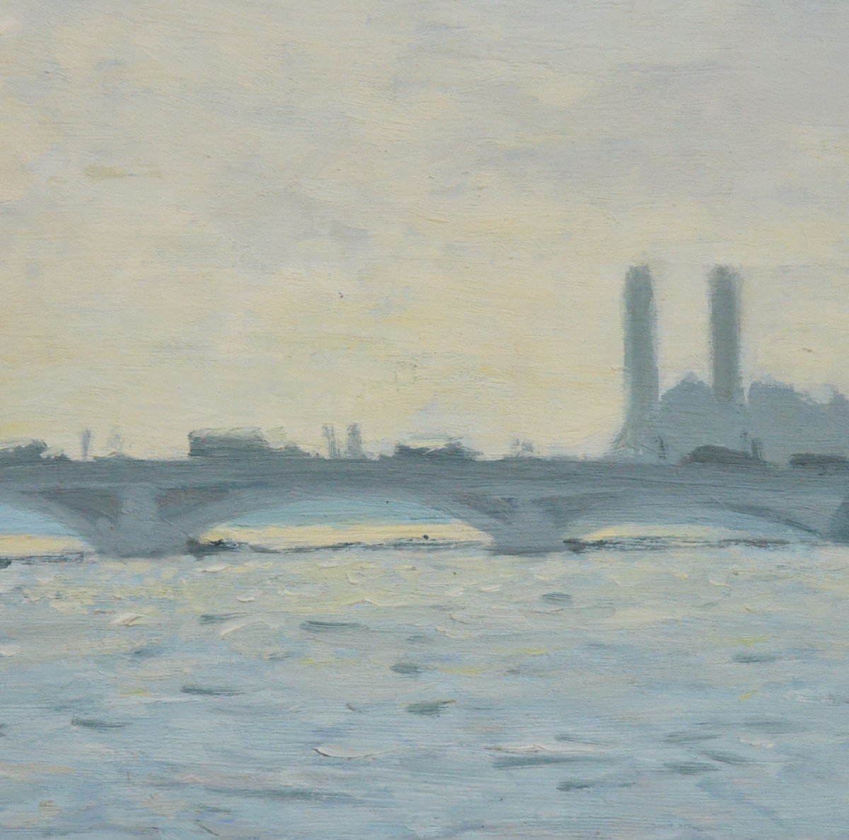 Sur un quai peinture Huile Sur Toile Signé Louis Carr. -photo-2