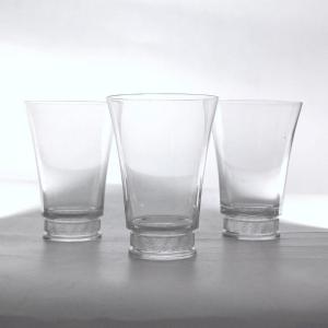 Series Of Three Crystal Glasses By Lalique France
