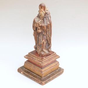 Sculpture De Saint Jérôme En Bois Sculpté Polychrome 17ème