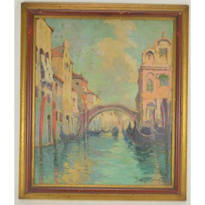 Jean Van Crombrugge (1890-1956) Vue De Venice Hsp 41x34 Cm