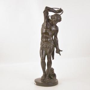 Georges P. Clere (1829-1901) Bronze Sculpture Of A Histrion With Black Patina 19th Century