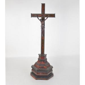 Carved Wood And Tortoise Shell Crucifix  XVIIIth XIXth Century