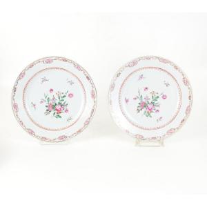 2 Chinese Porcelain Plates,  Famille Rose, Qianlong Period 1736-1795