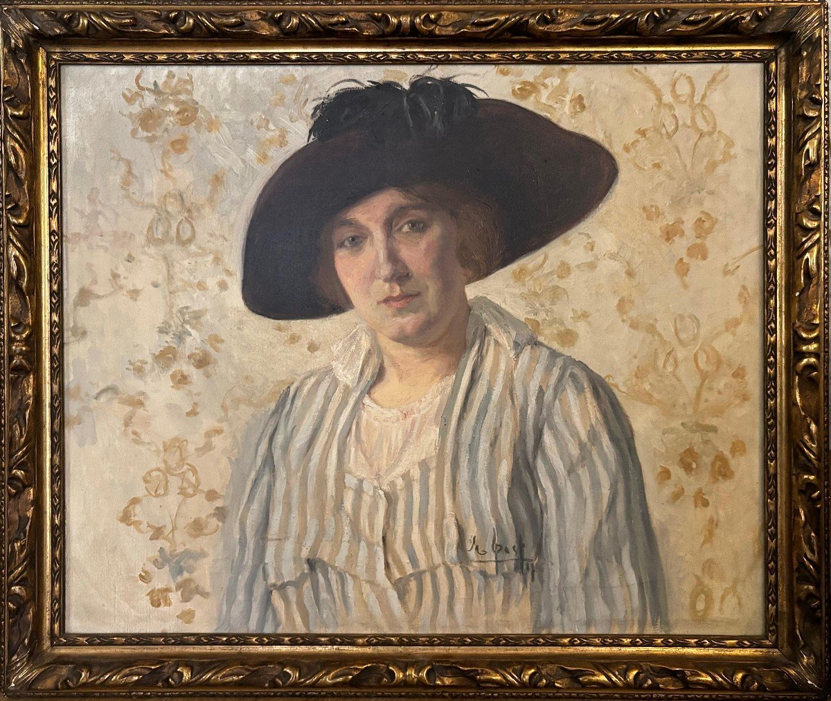 Large Portrait Of A Belle Epoque Woman 