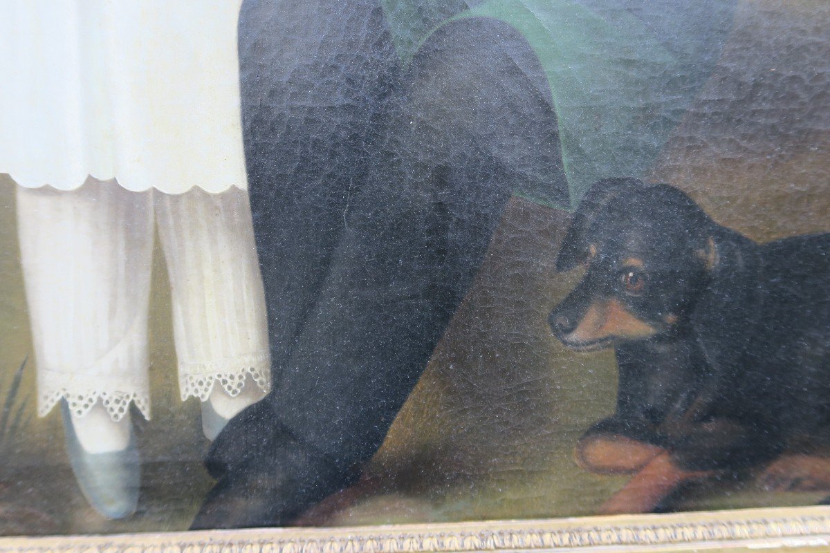 Portrait XIX Of Two Children Of Pieds With Their Dog -photo-3