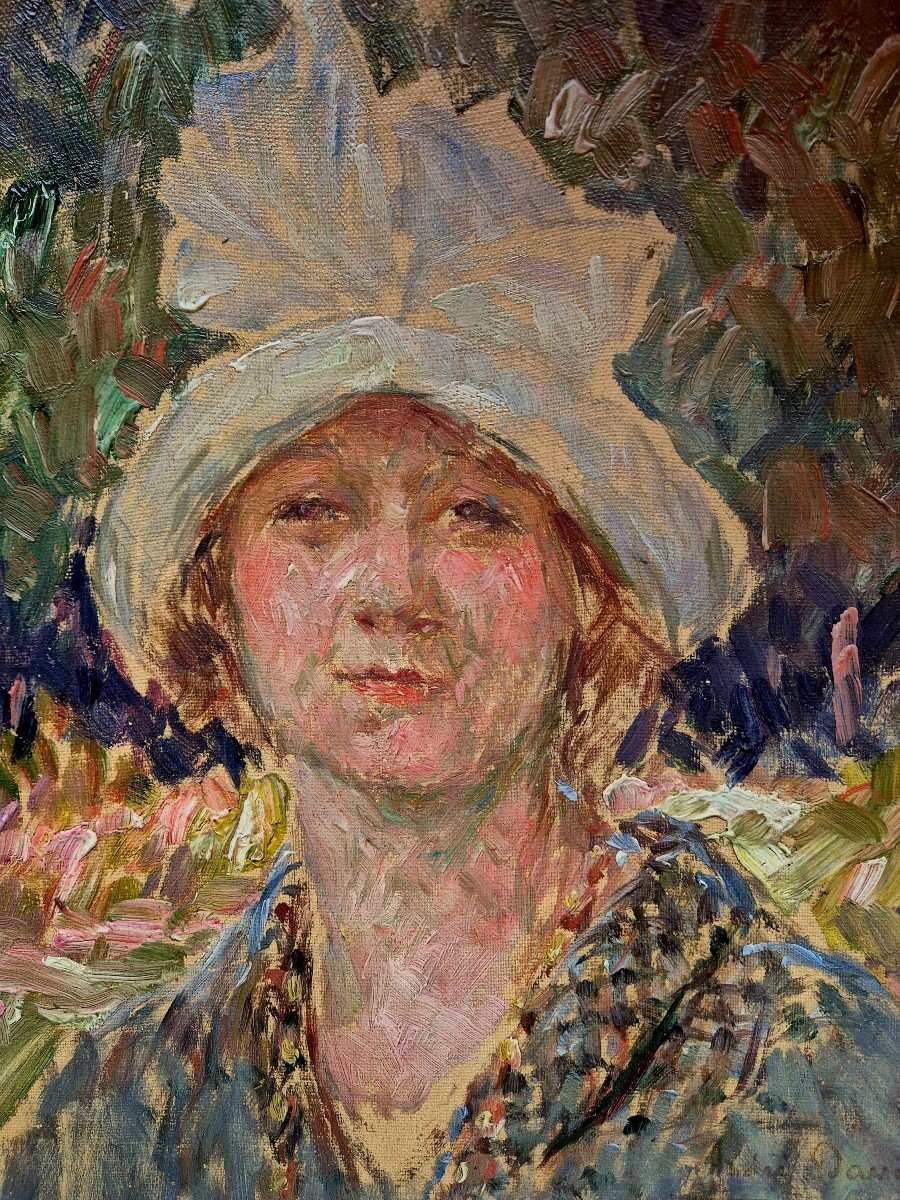 Portrait 1930 Jl André David Art Déco Pointillisme 