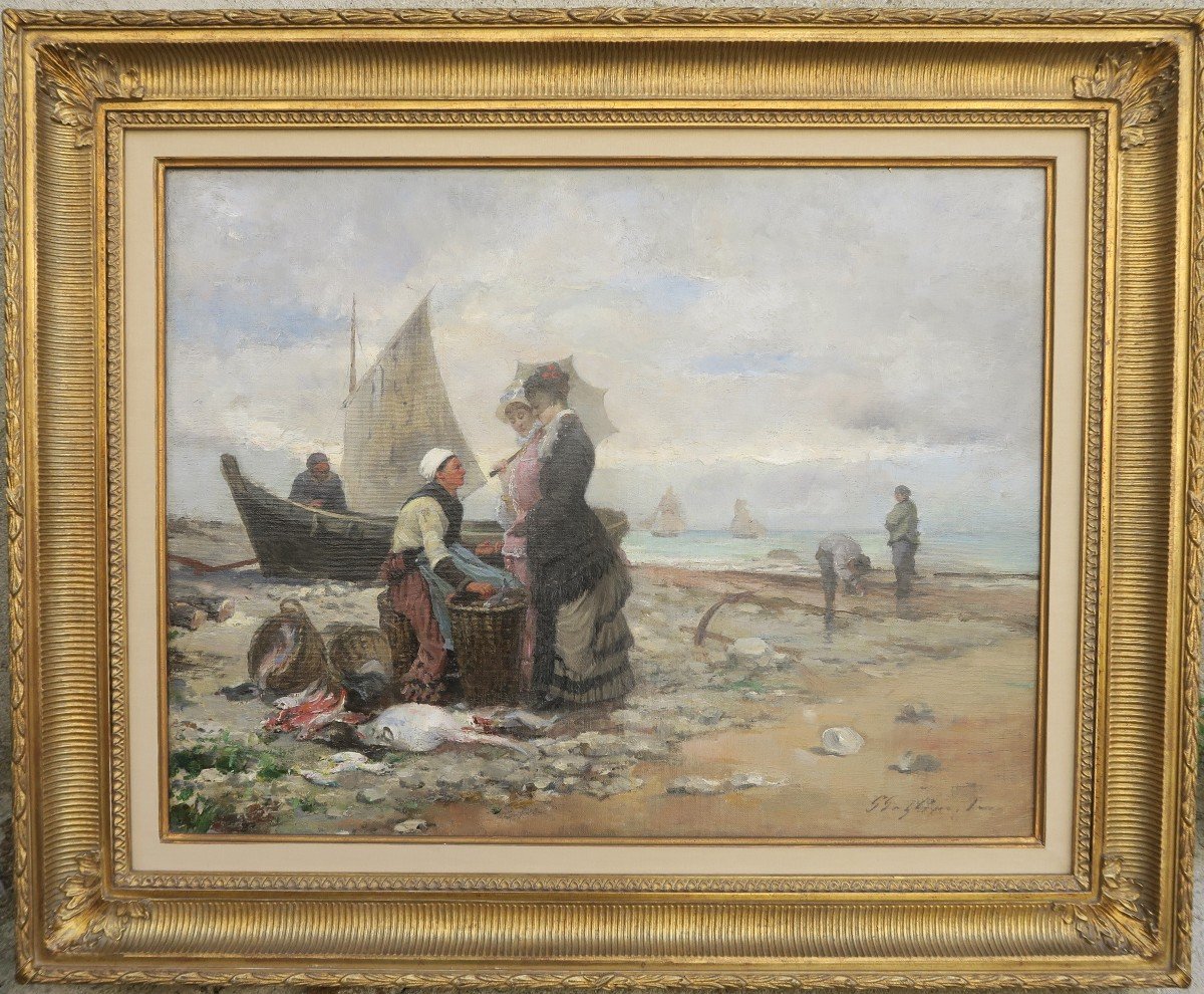 La  Plage, retour de pêche, Gagliardini Julien Gustave  ( 1846-1927)-photo-2