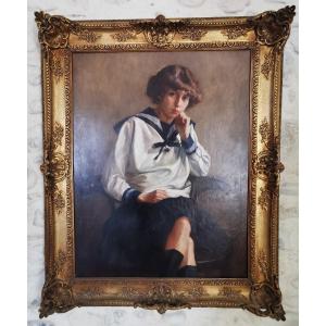 Very Large Art Nouveau Portrait Circa 1900 Firmed Meervoort 