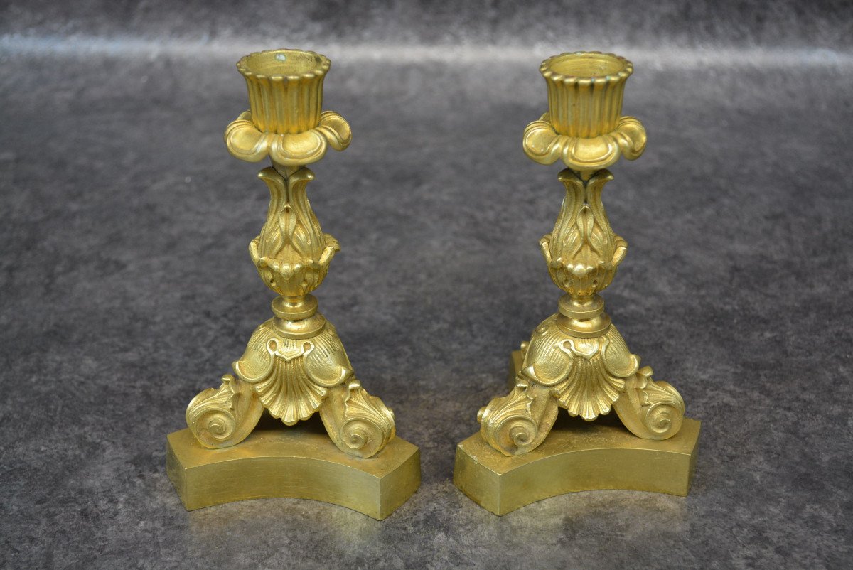 Pair Of XIXth Bronze Candlestick-photo-2