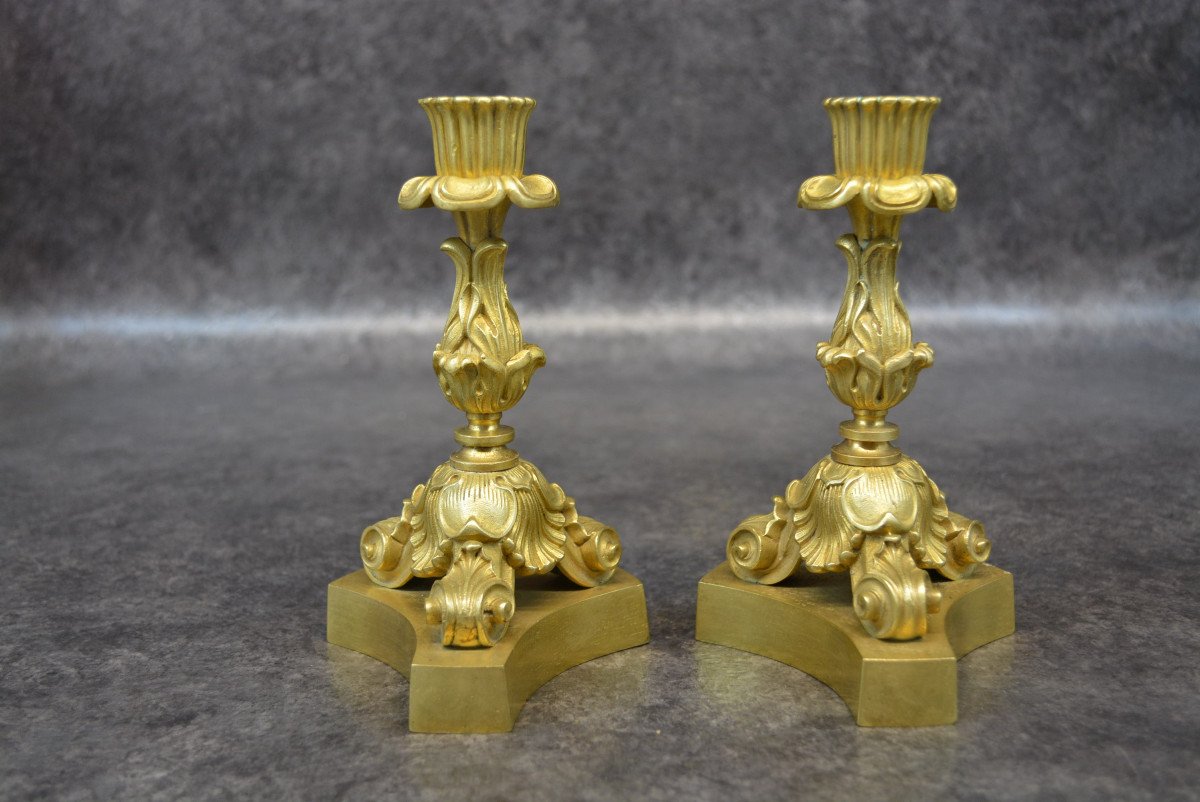 Pair Of XIXth Bronze Candlestick-photo-4