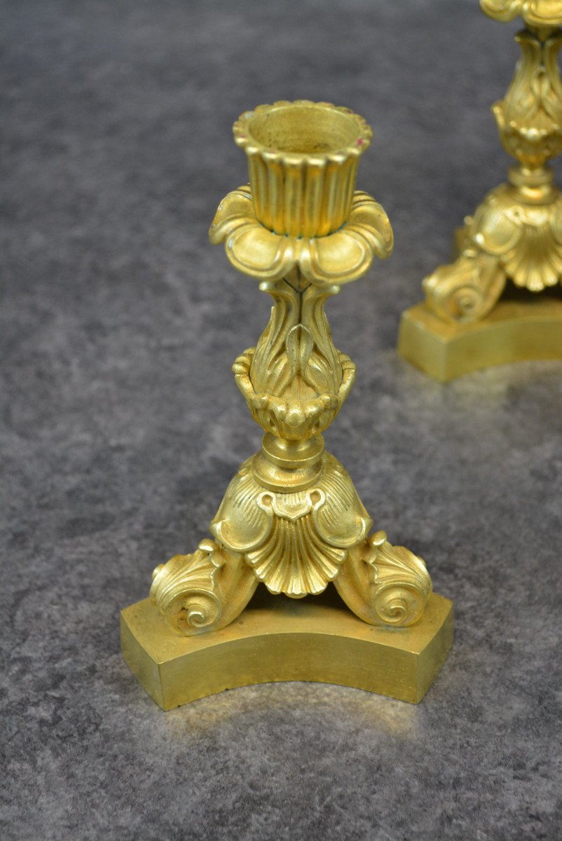 Pair Of XIXth Bronze Candlestick-photo-1