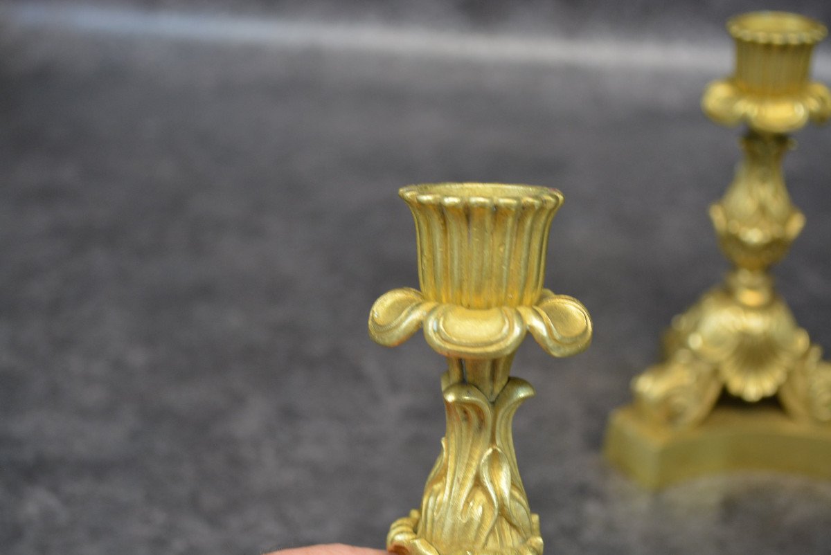 Pair Of XIXth Bronze Candlestick-photo-2