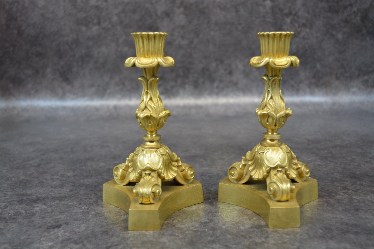 Pair Of XIXth Bronze Candlestick-photo-6