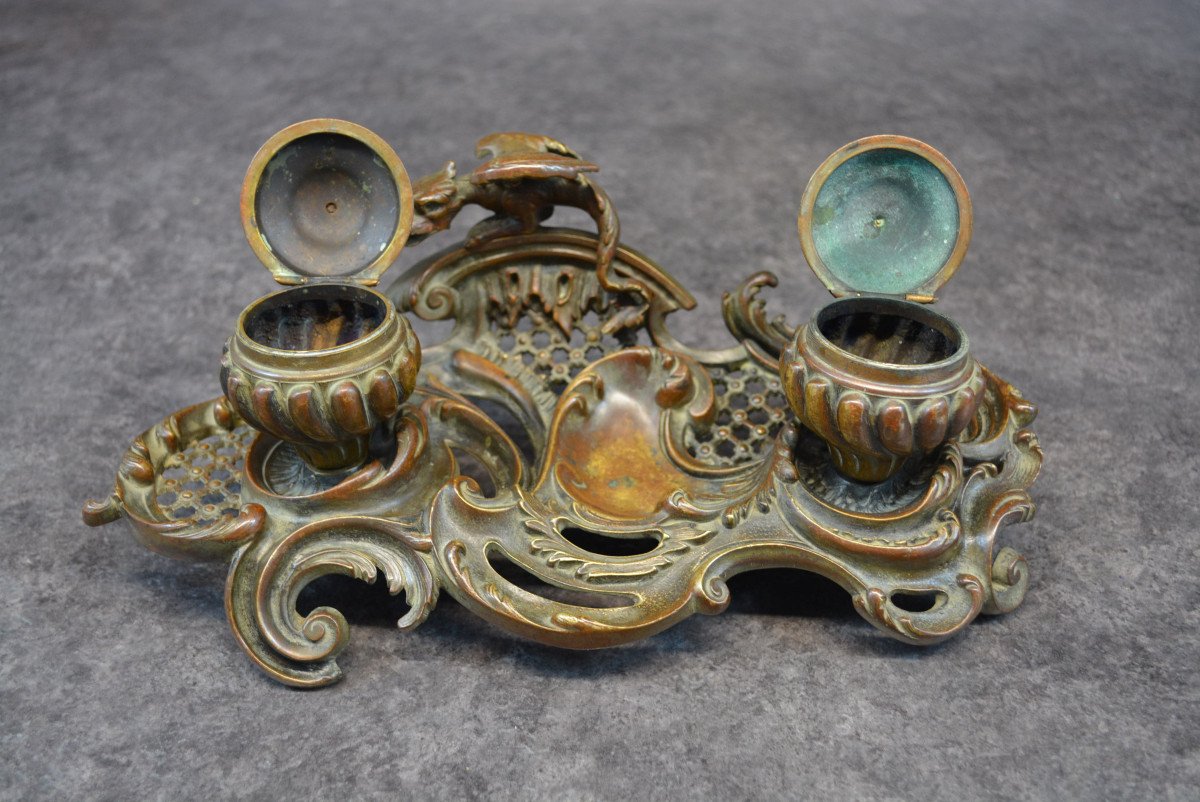 Bronze Inkwell With Chimera-photo-8