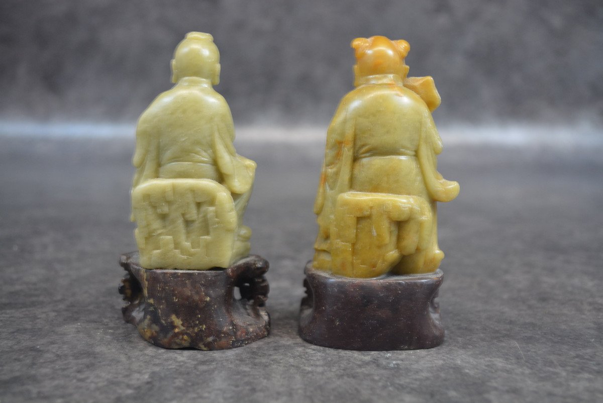 Pair Of Chinese Statue In Bacon Stone-photo-4