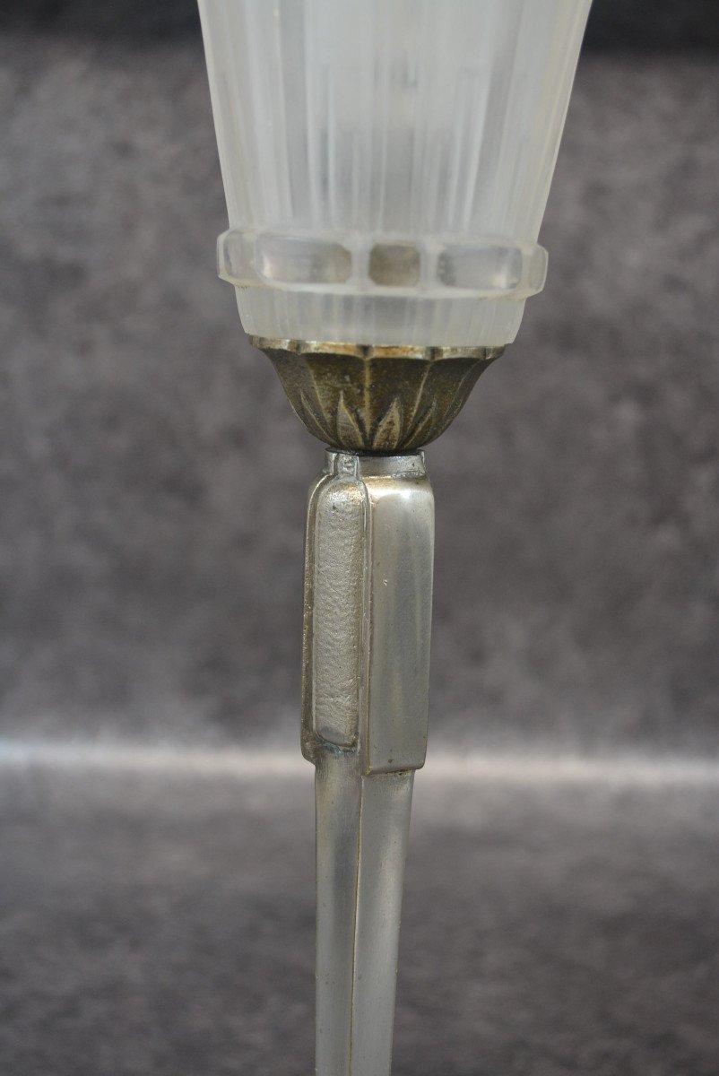 Beautiful Art Deco Lamp In Bronze J.robert-photo-2