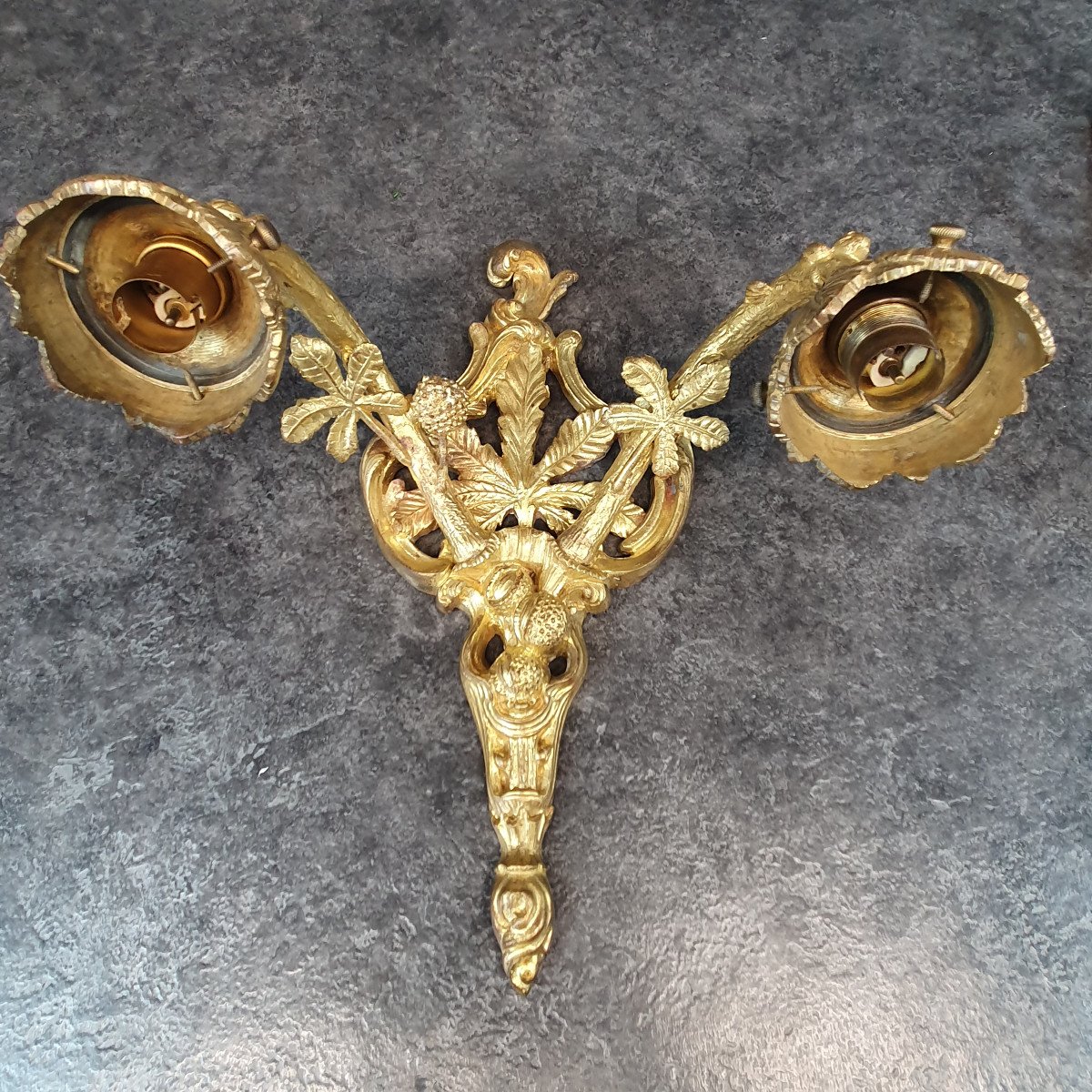 Art Nouveau Gilt Bronze Wall Lamp-photo-2