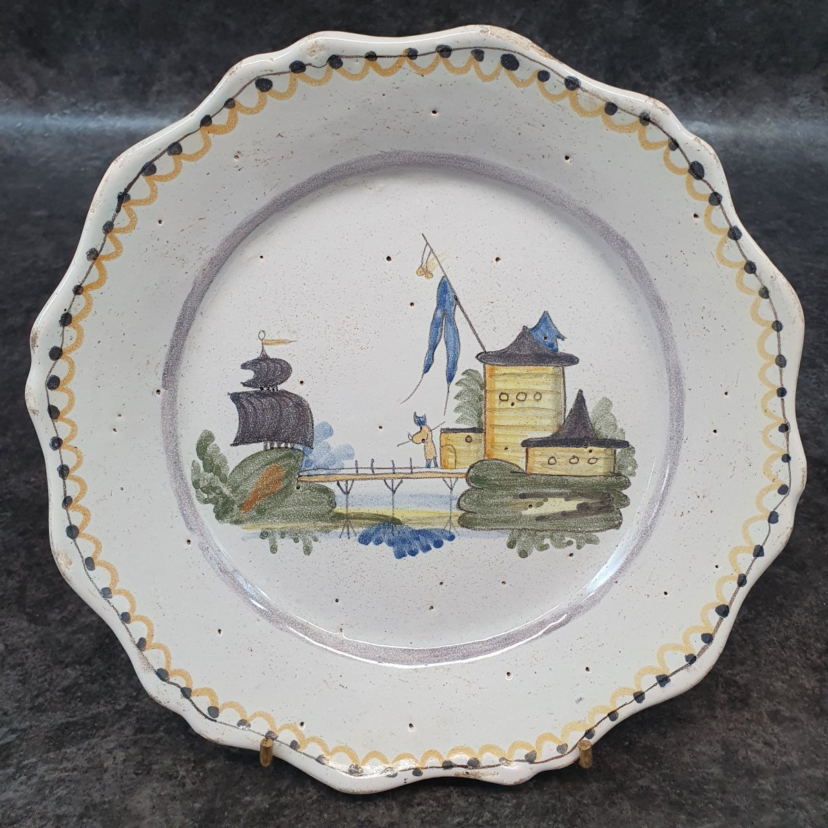 Nevers Plate XVIII Chateau And Marine Decor