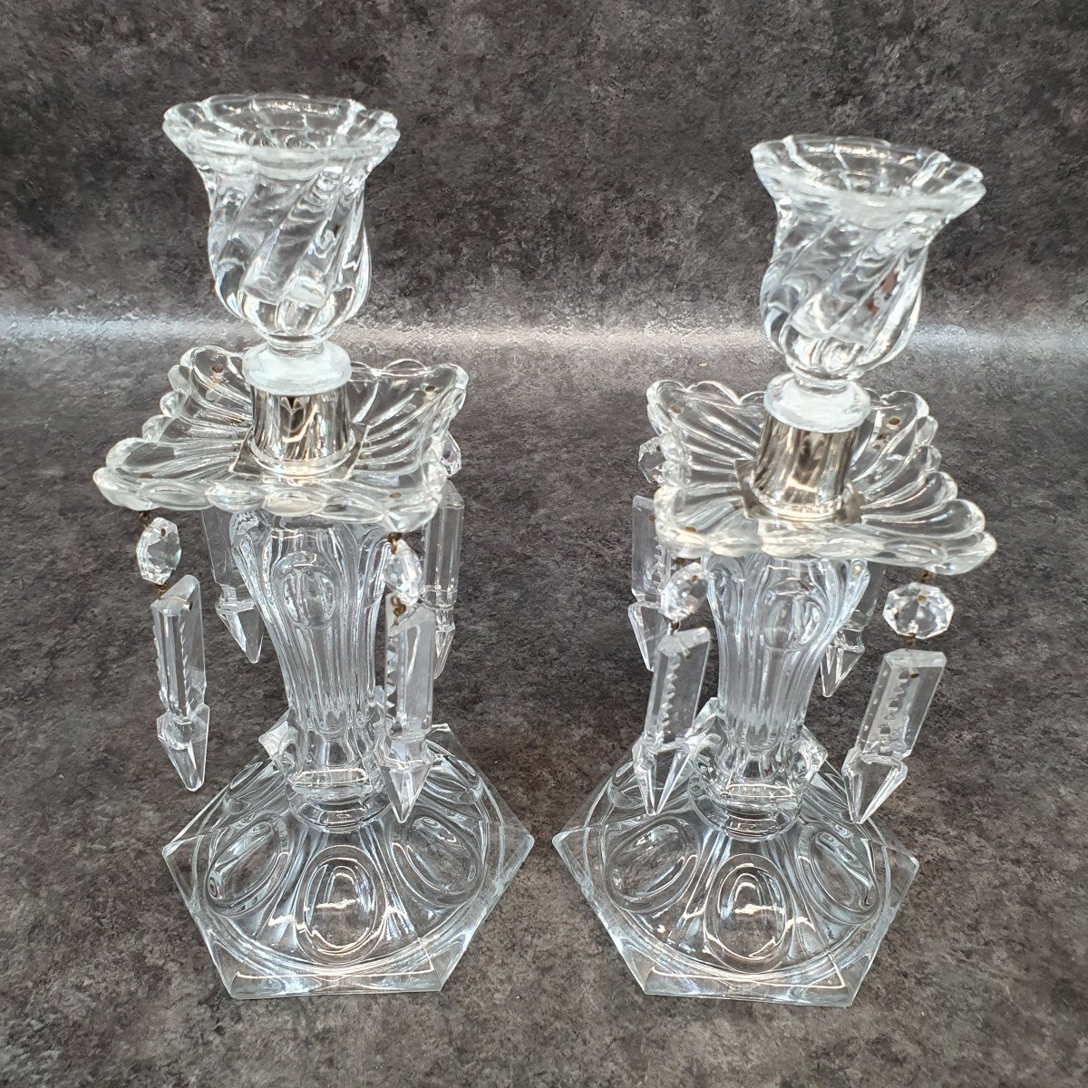 Pair Of Crystal Candlesticks-photo-2