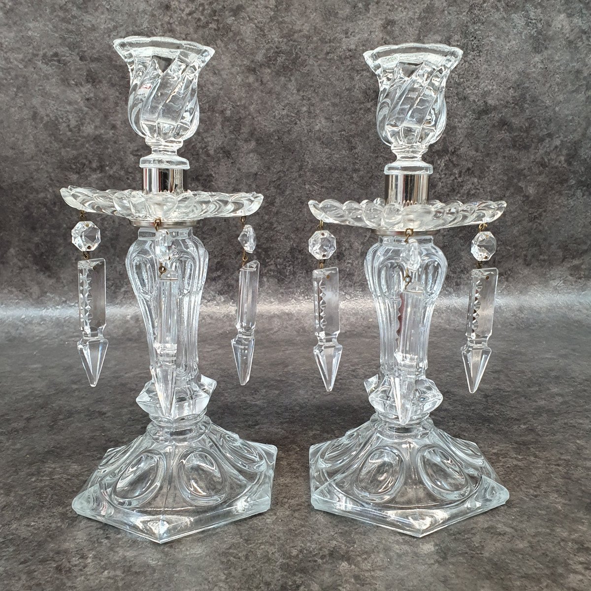 Pair Of Crystal Candlesticks-photo-3