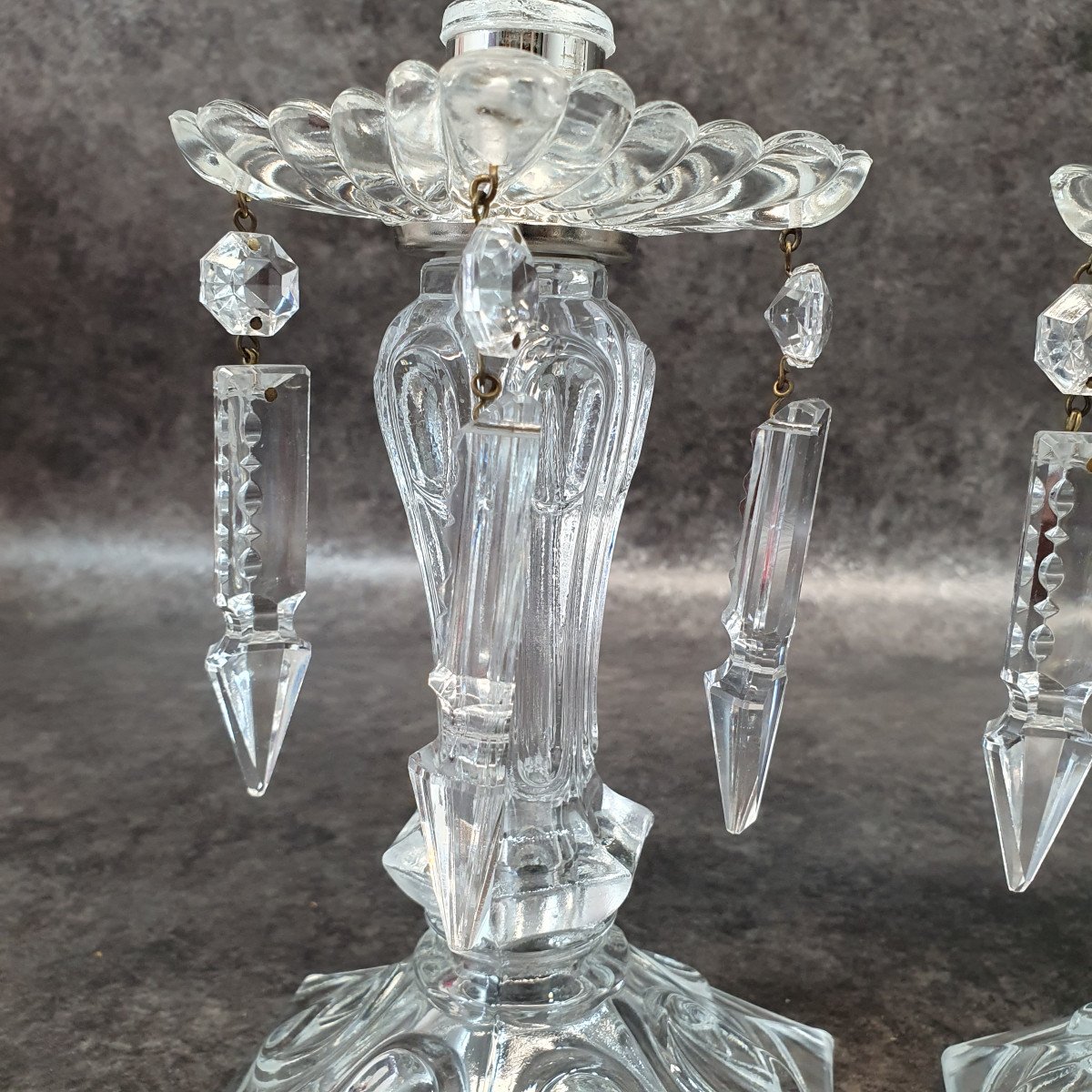 Pair Of Crystal Candlesticks-photo-2