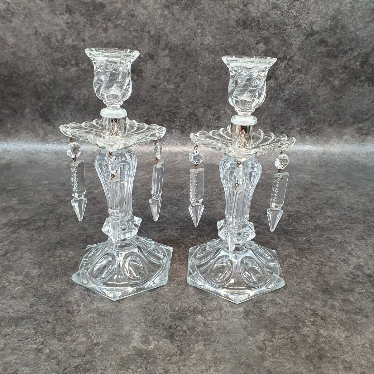 Pair Of Crystal Candlesticks-photo-4