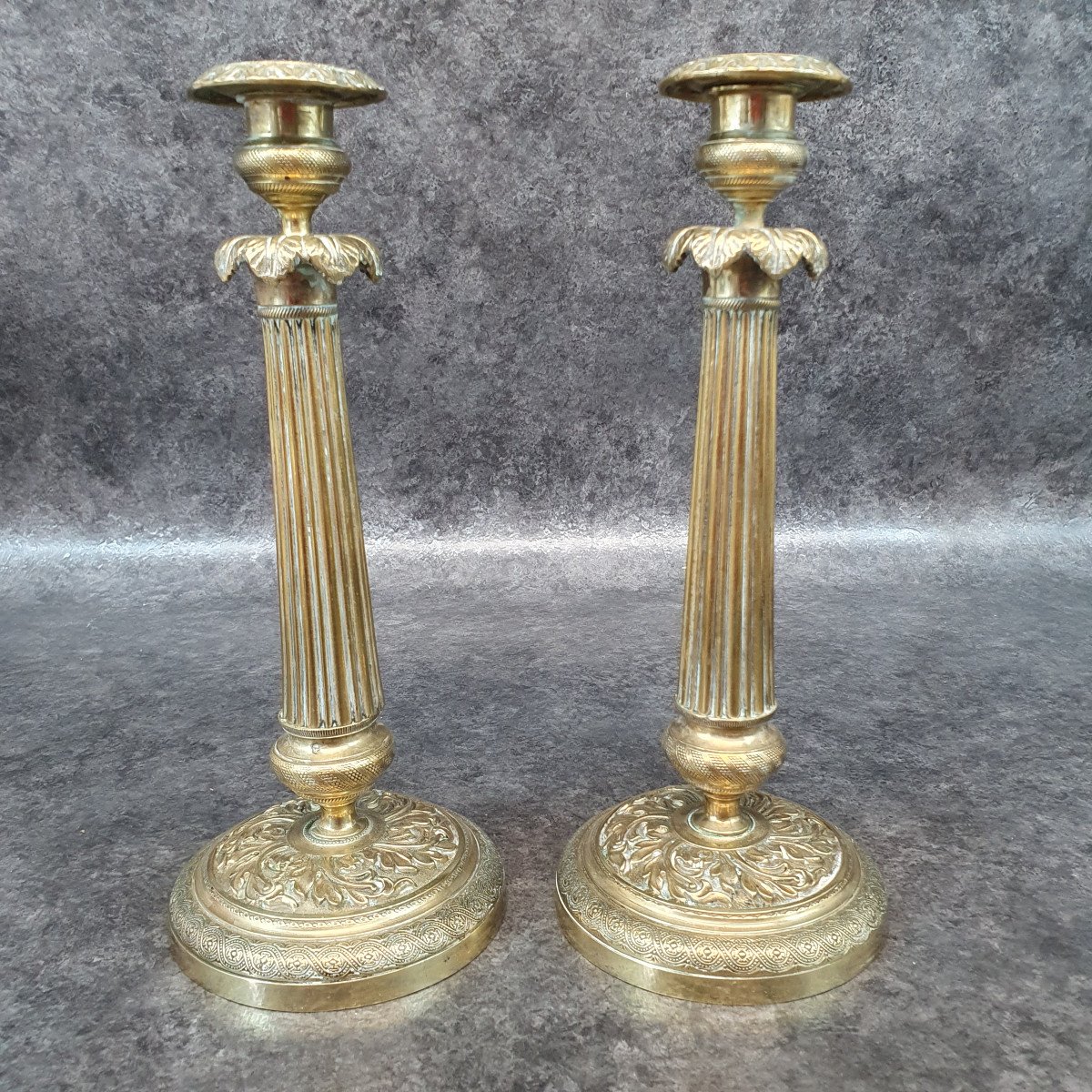 Beautiful Pair Of Bronze Candlesticks-photo-2