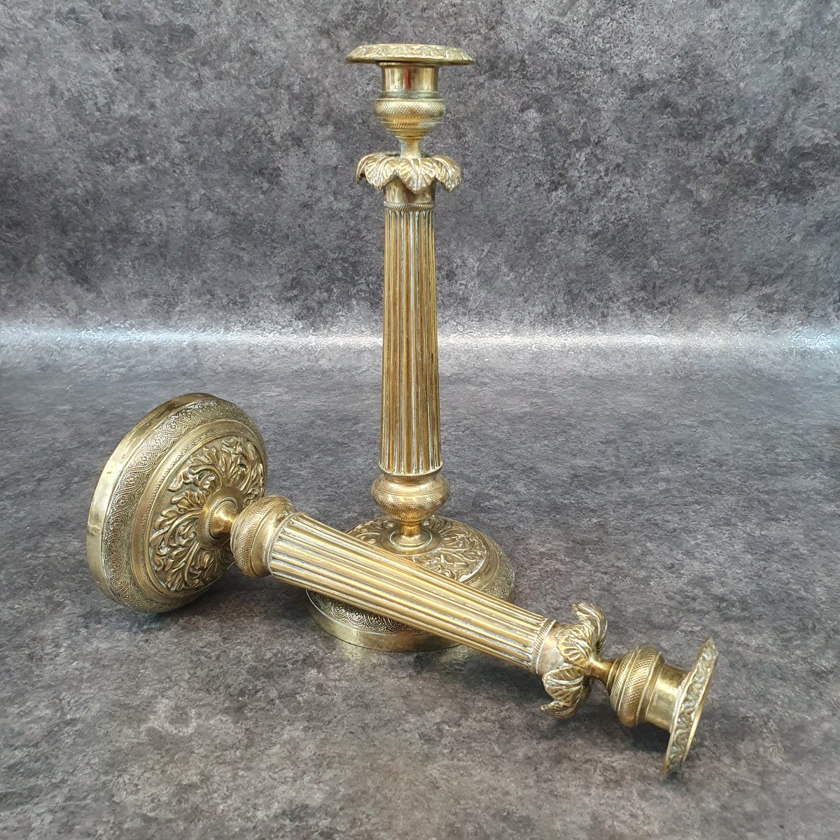 Beautiful Pair Of Bronze Candlesticks-photo-4