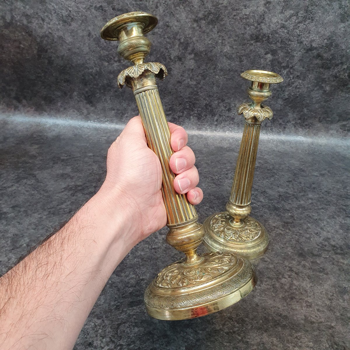 Beautiful Pair Of Bronze Candlesticks-photo-1