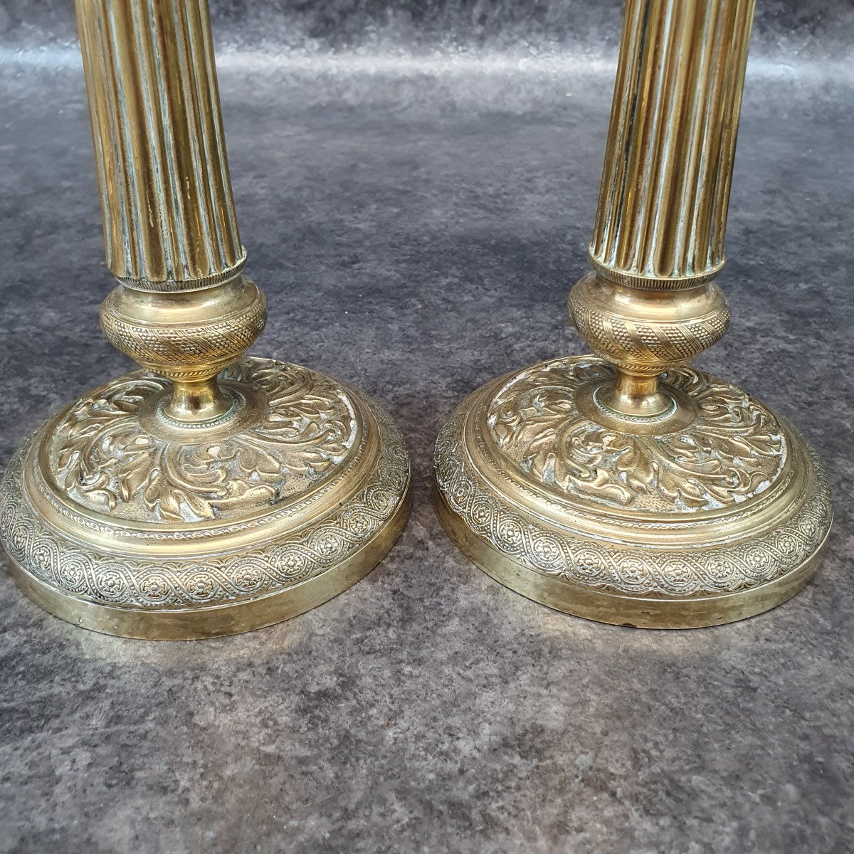 Beautiful Pair Of Bronze Candlesticks-photo-5