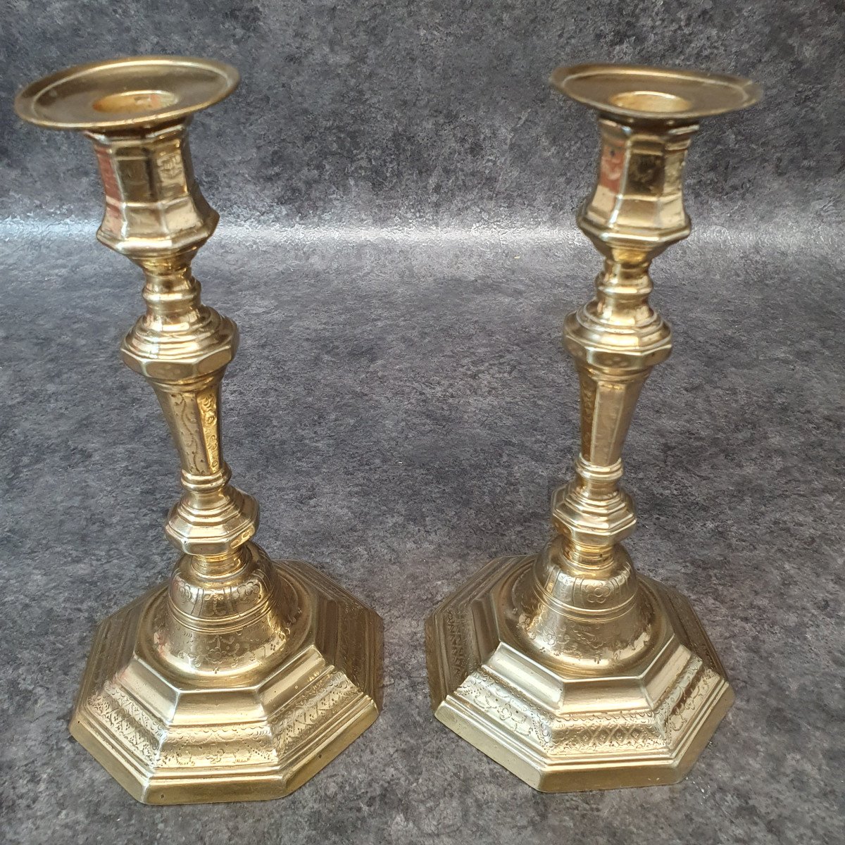 Pair Of Gilt Bronze Candlesticks XVIII-photo-2