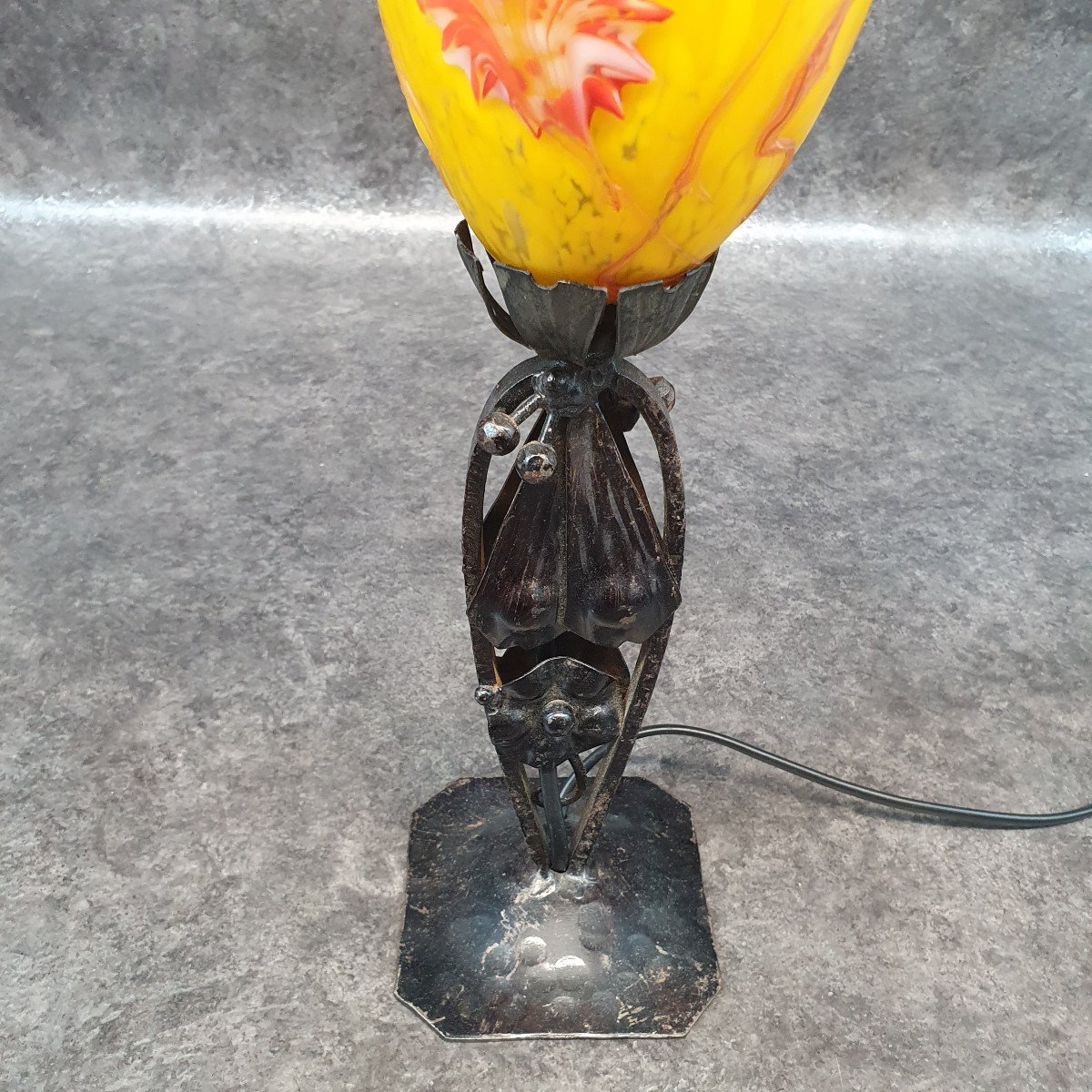 Art Deco Wrought Iron Lamp-photo-2