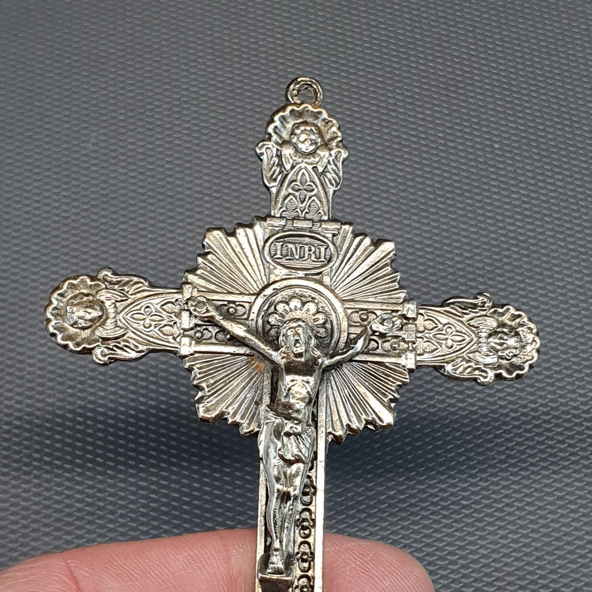 Croix Pectorale En Métal Argenté-photo-1