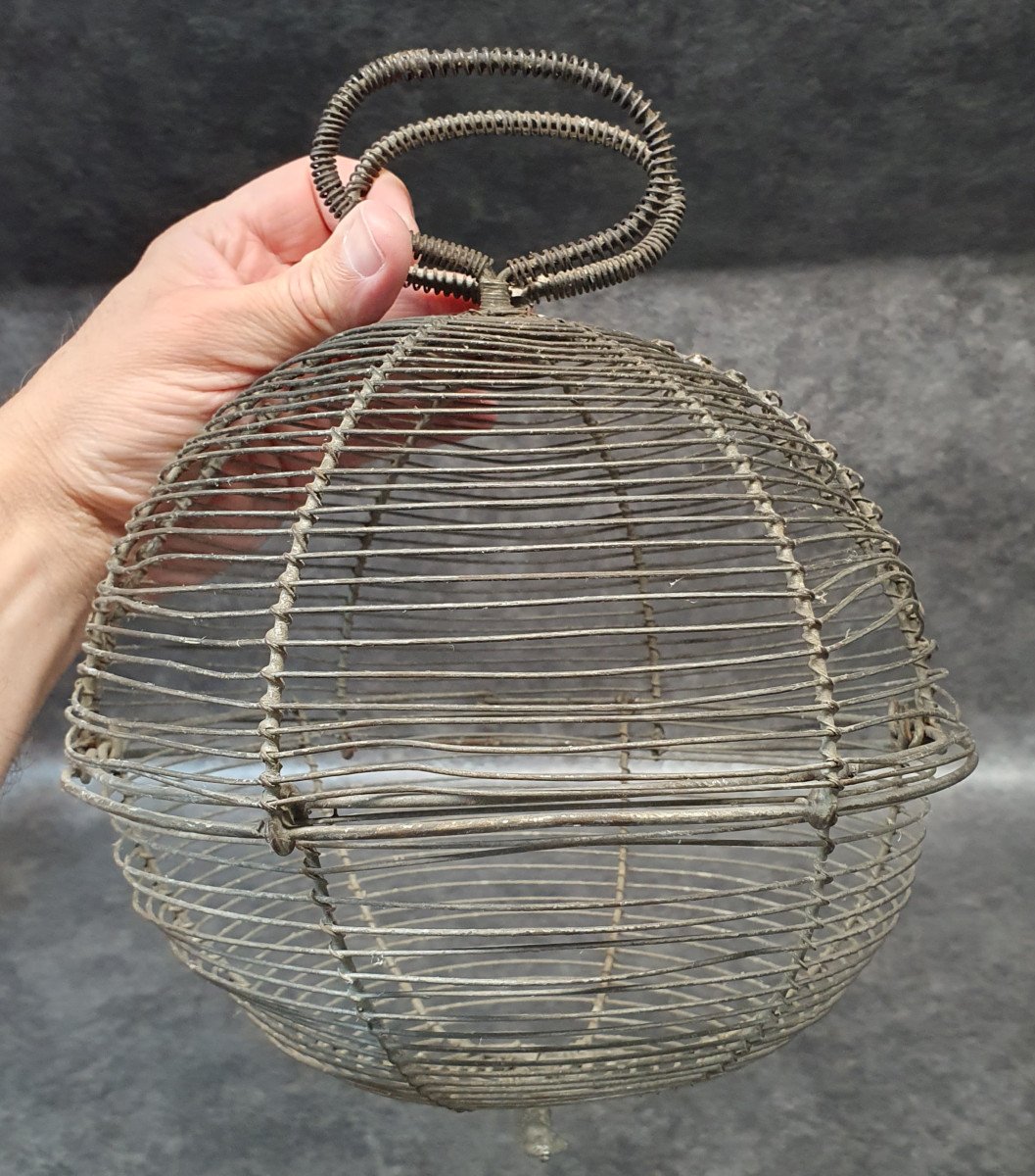 Amazing And Rare Antique Wire Salad Basket