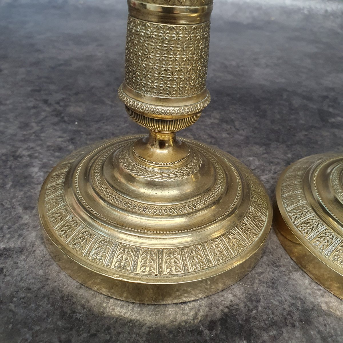 Pair Of 19th Century Empire Bronze Candlesticks-photo-4